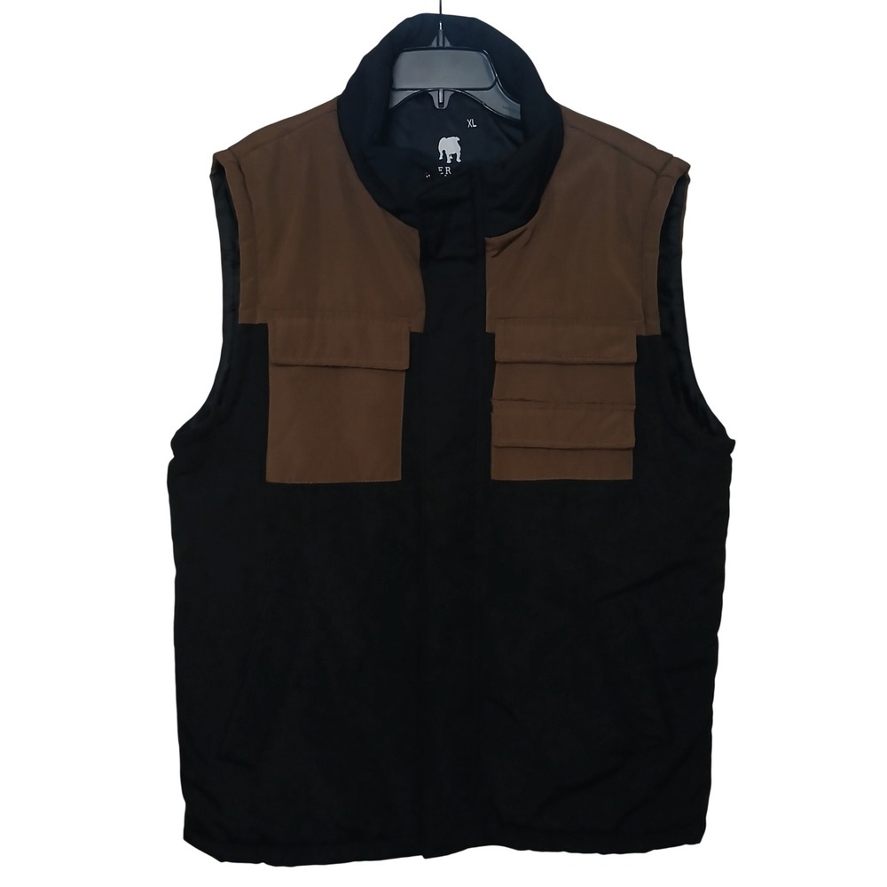 American Stitch Mens Vest Black‎ Brown Utility Pockets Size XL
